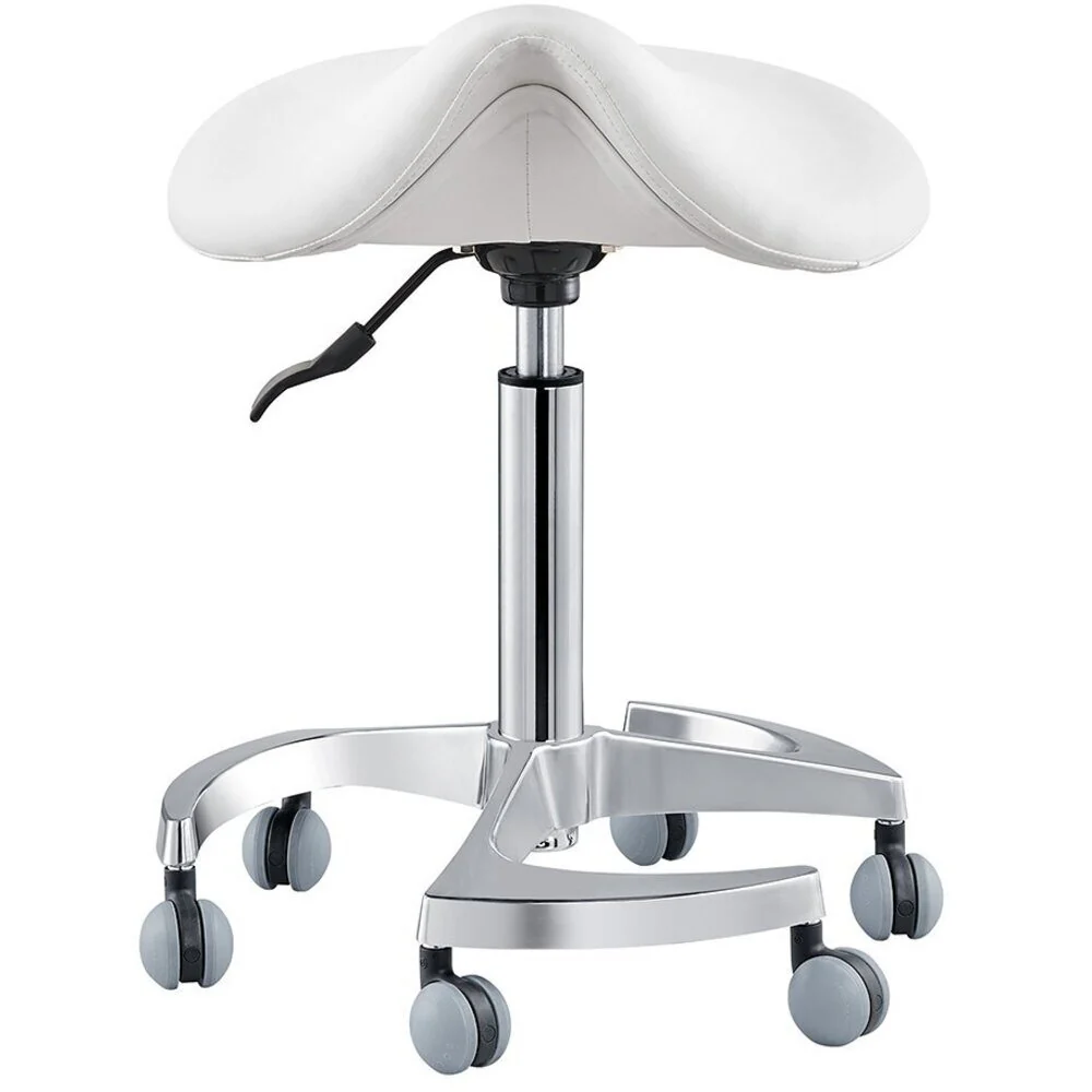 Harmony Medical Saddle Stool - WHITE / 22" - 29.125" Adjustable Seat Height + 6 Wheel Base by DIR Salon Furniture - Image 4