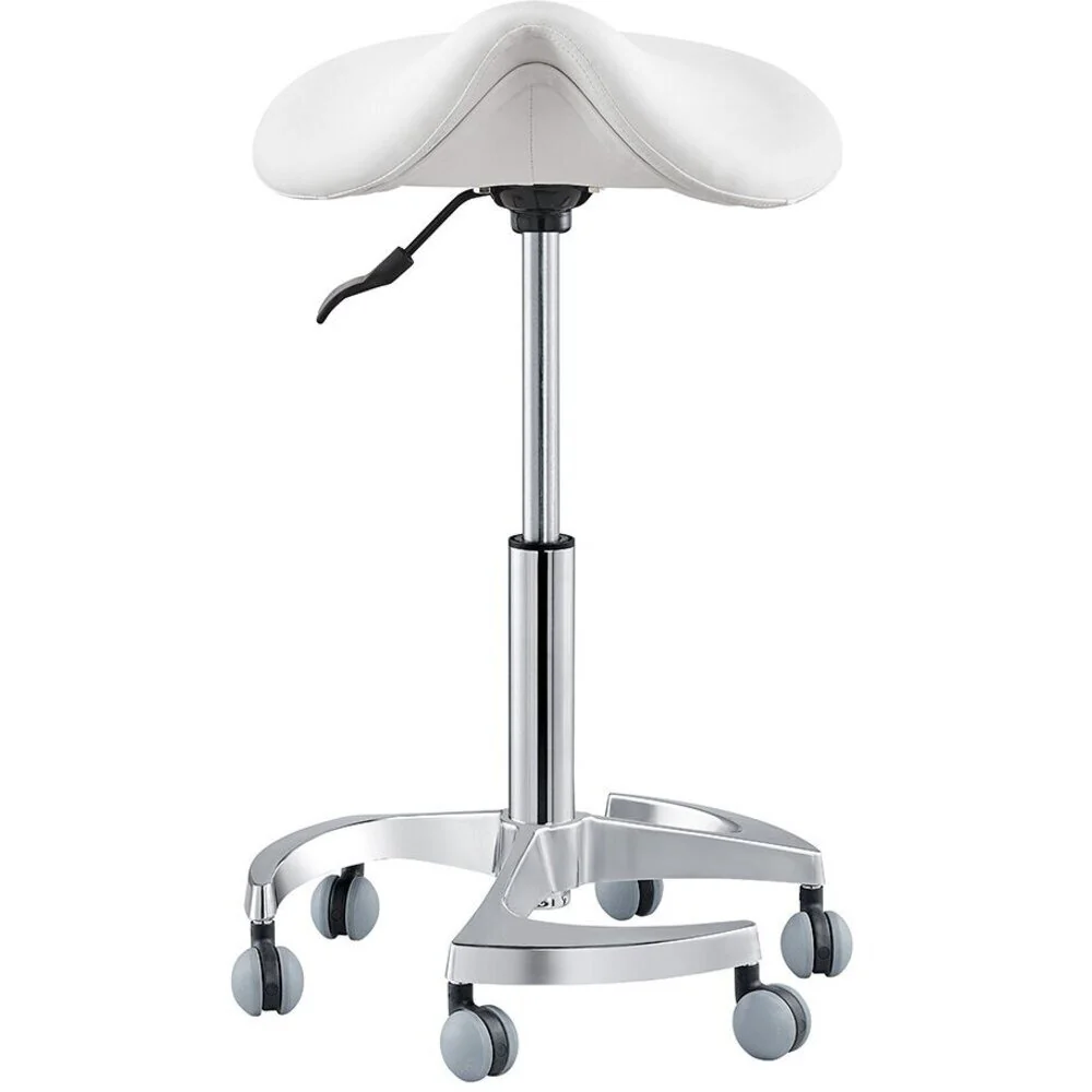 Harmony Medical Saddle Stool - WHITE / 22" - 29.125" Adjustable Seat Height + 6 Wheel Base by DIR Salon Furniture - Image 5