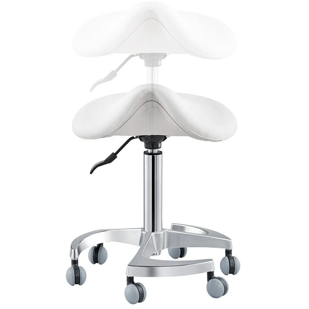 Harmony Medical Saddle Stool - WHITE / 22" - 29.125" Adjustable Seat Height + 6 Wheel Base by DIR Salon Furniture - Image 6