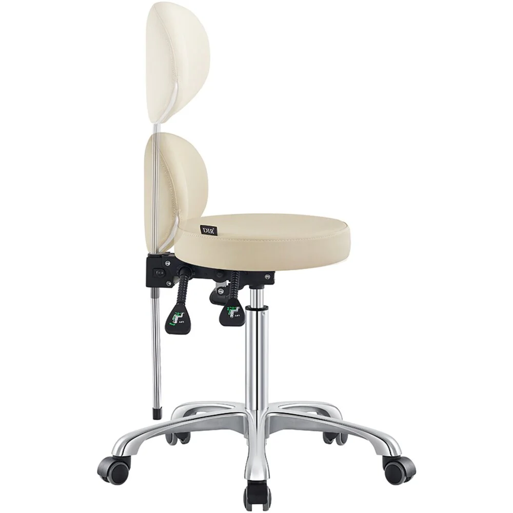 Polaris Rolling Stool - BEIGE / 21" - 29" Adjustable Seat Height + 5 Wheel Base by DIR Salon Furniture - Image 7