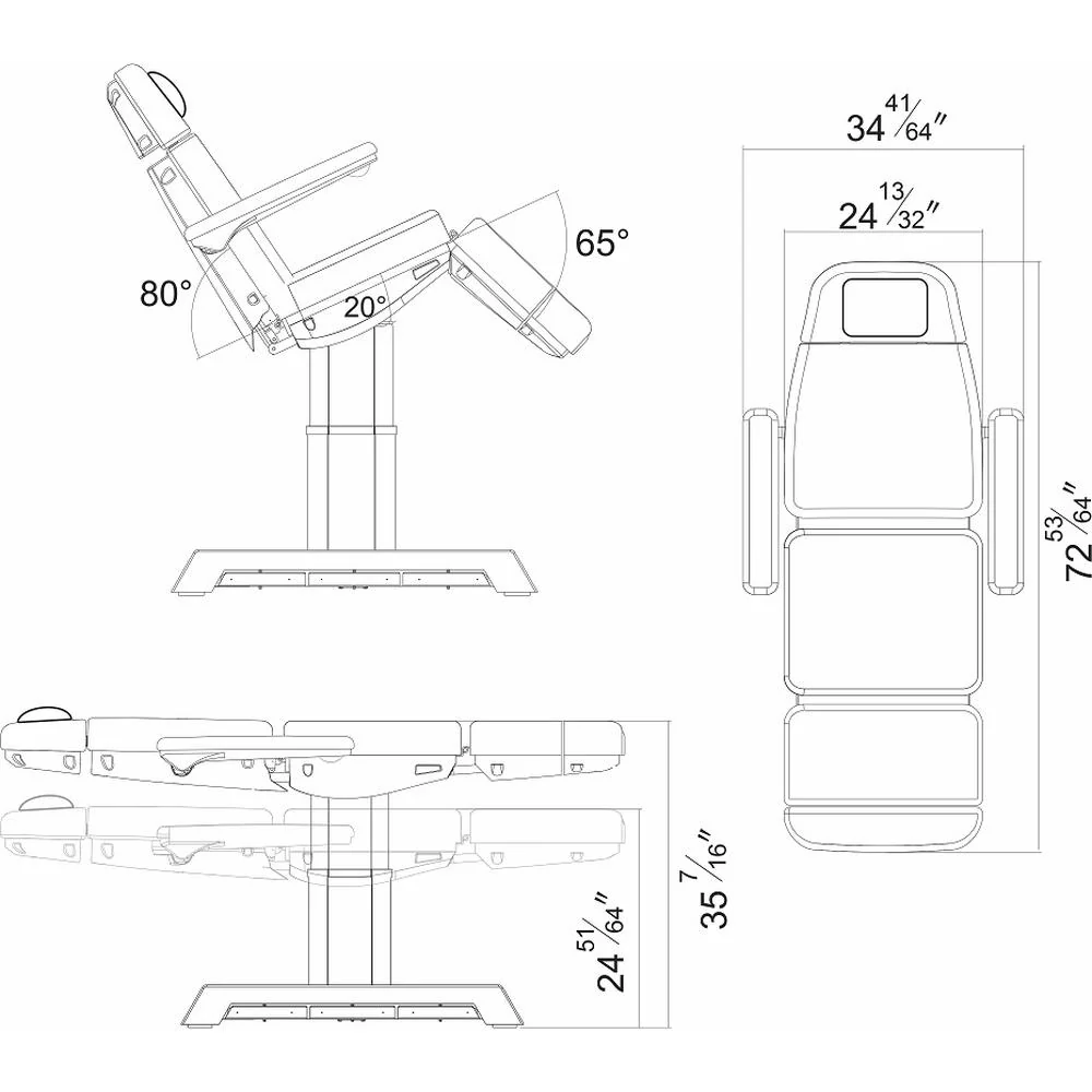 Sydney Medical Chair - 4 Motors with Electrical Hand and Foot Remote Control - Black / Available in White, Black, Gray and Beige by DIR Salon Furniture - Image 18