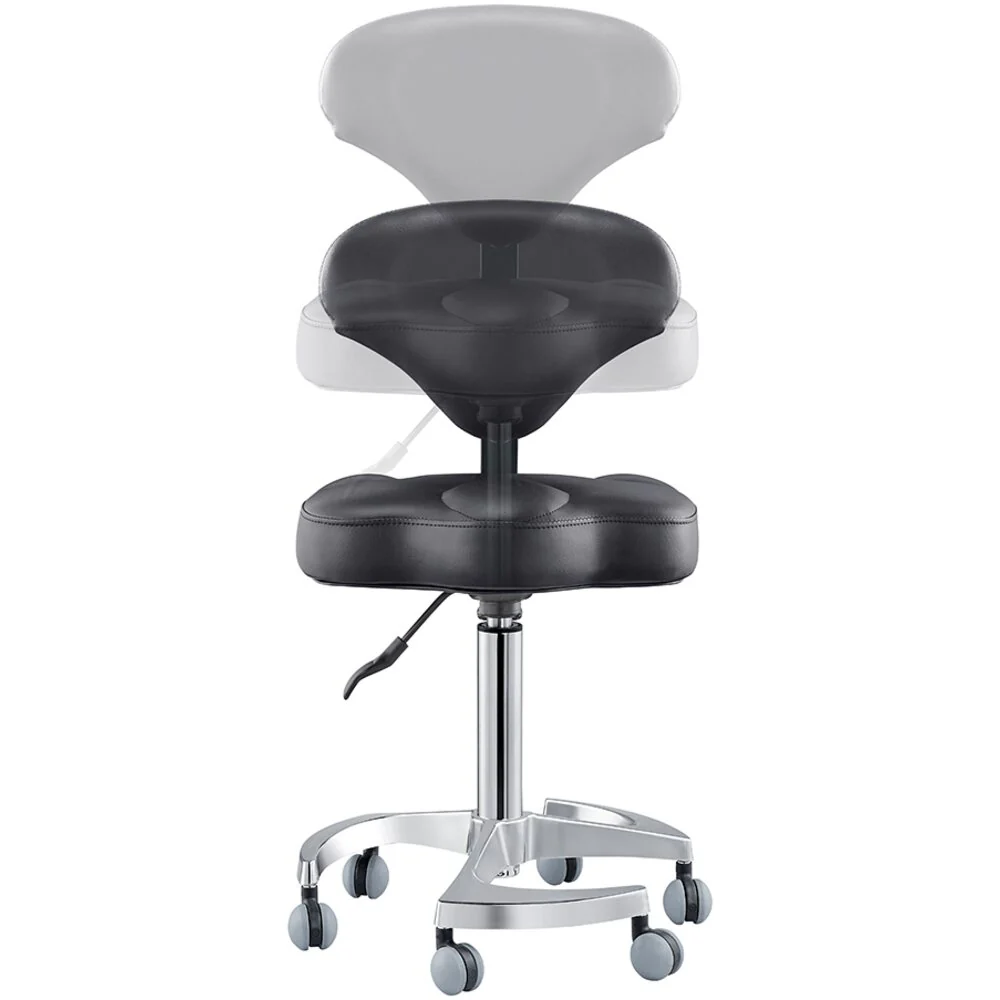 Zen Adjustable Swivel Stool - BLACK / 21" - 28" Adjustable Seat Height + 6 Wheel Base by DIR Salon Furniture - Image 3