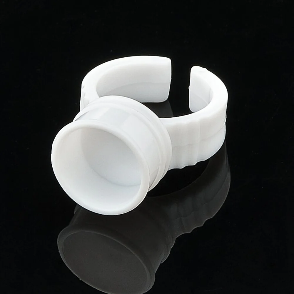 Disposable Plastic Ring for Nail Art, Eyelash Glue, Tattoo Ink - 2 Slots - Pack of 20 Pieces - Image 2