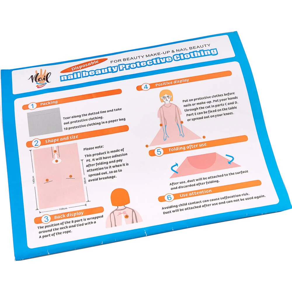 Disposable Protective Gown - Protects Client & Nail Technician - Pack of 10 - Image 2