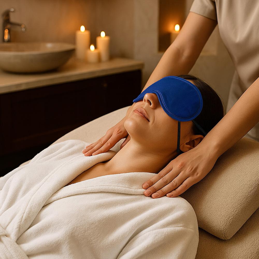 Disposable Spa Eye Masks - Blue - Case of 200 Masks - Individually Wrapped - Ideal for Relaxation & Client Comfort