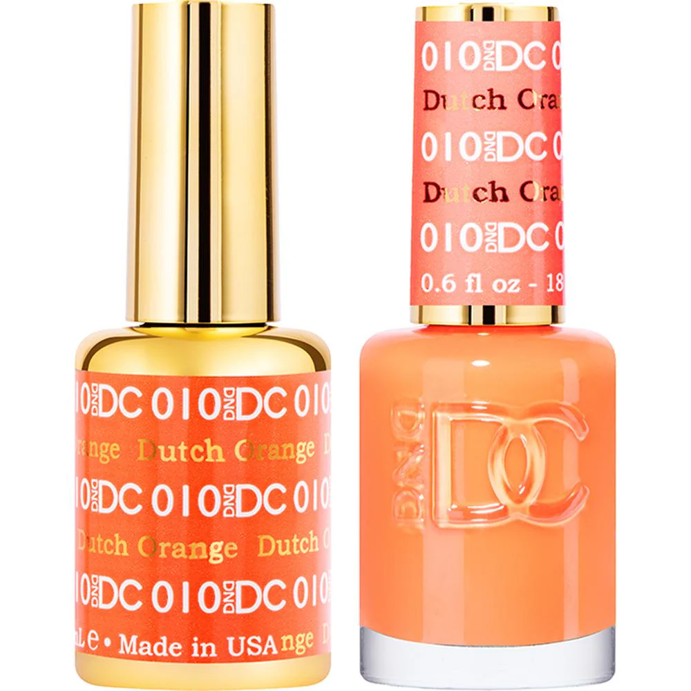 DND DC Duo Gel - #010 Dutch Orange / Soak-Off Gel Polish 0.5 oz. + Nail Lacquer 0.5 oz.