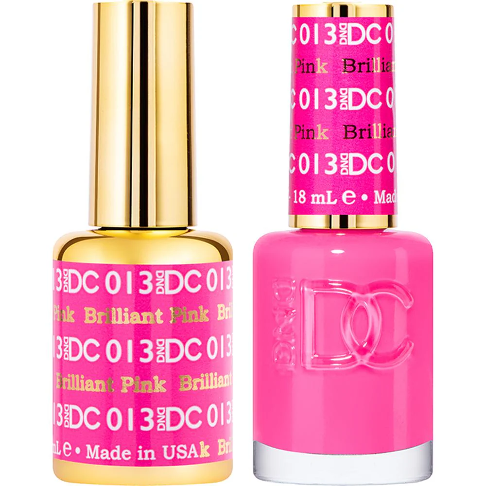 DND DC Duo Gel - #013 Brilliant Pink / Soak-Off Gel Polish 0.5 oz. + Nail Lacquer 0.5 oz.