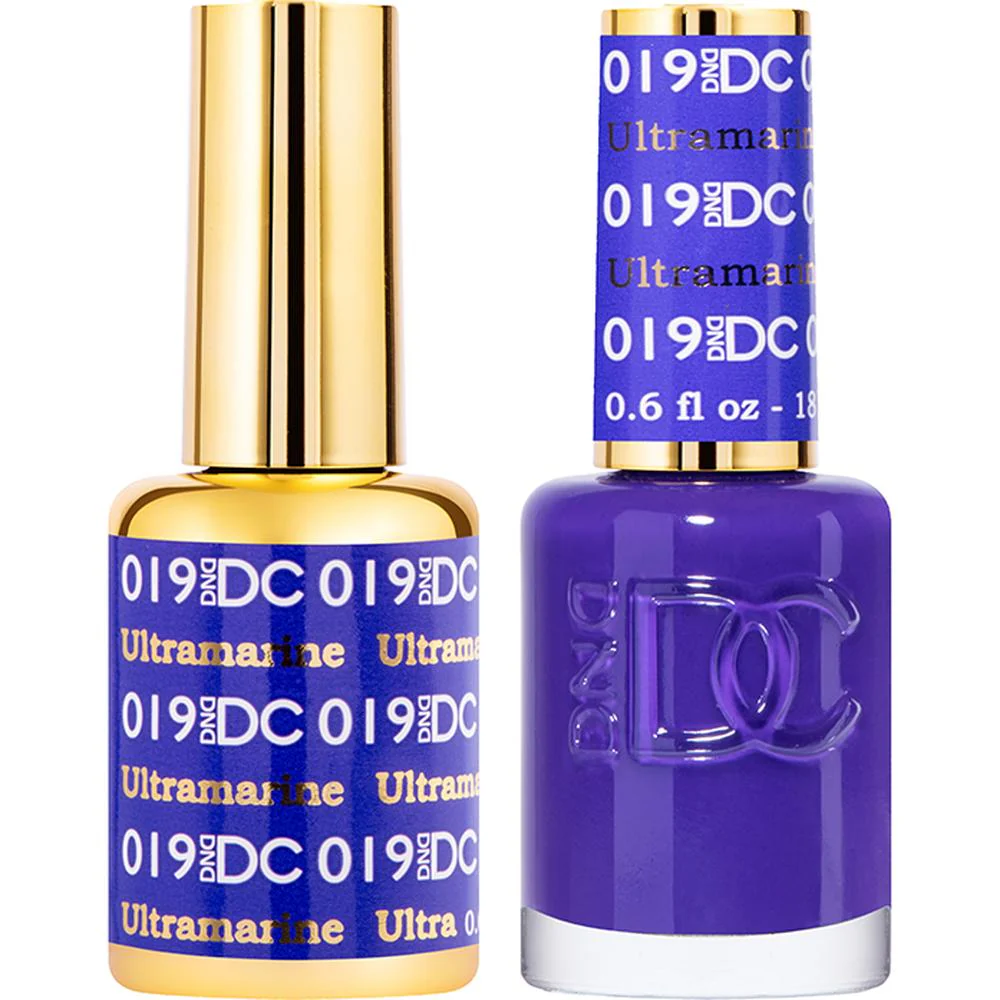 DND DC Duo Gel - #019 Ultramarine / Soak-Off Gel Polish 0.5 oz. + Nail Lacquer 0.5 oz.