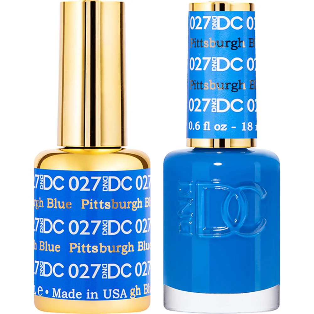 DND DC Duo Gel - #027 Pittsburgh Blue / Soak-Off Gel Polish 0.5 oz. + Nail Lacquer 0.5 oz.