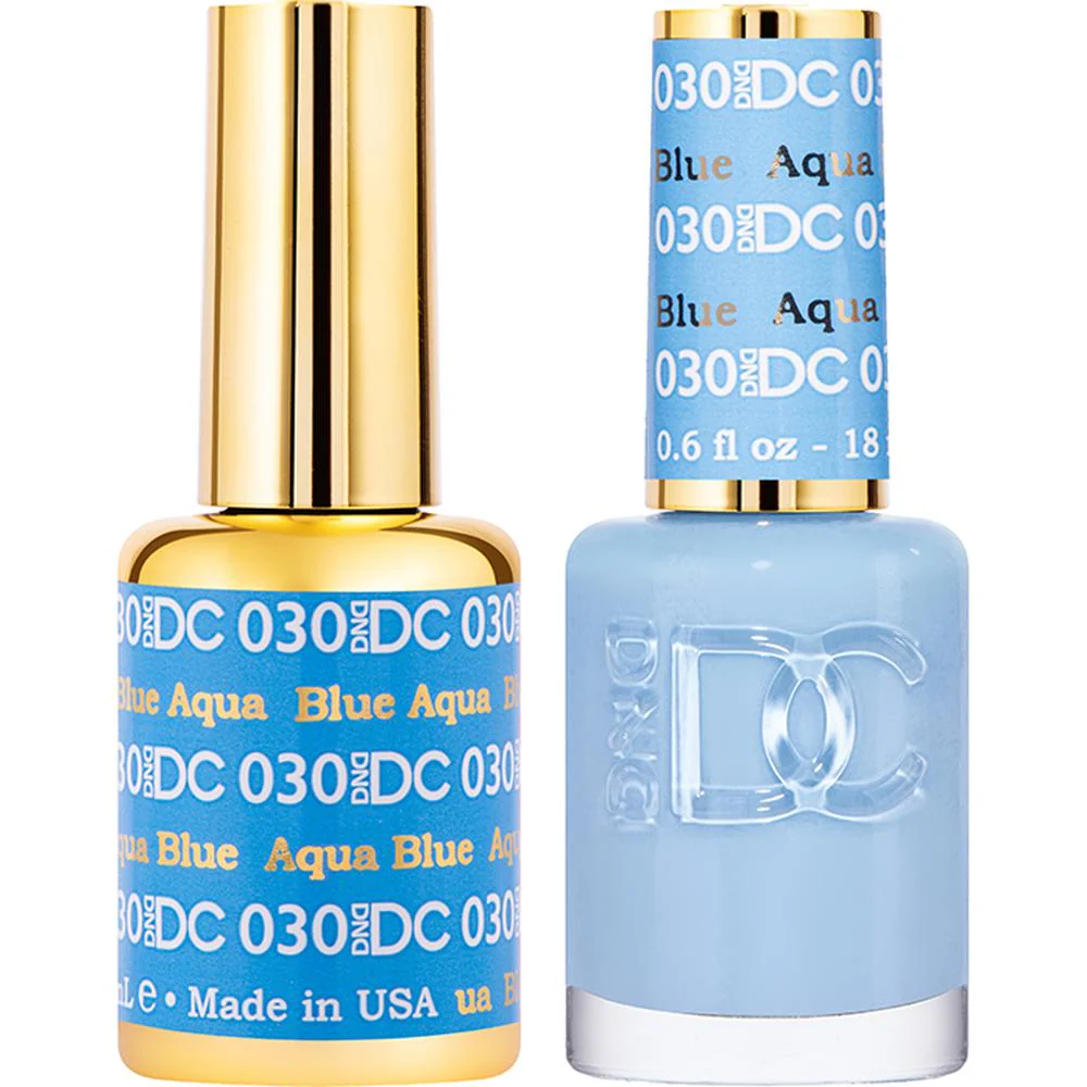 DND DC Duo Gel - #030 Aqua Blue / Soak-Off Gel Polish 0.5 oz. + Nail Lacquer 0.5 oz.