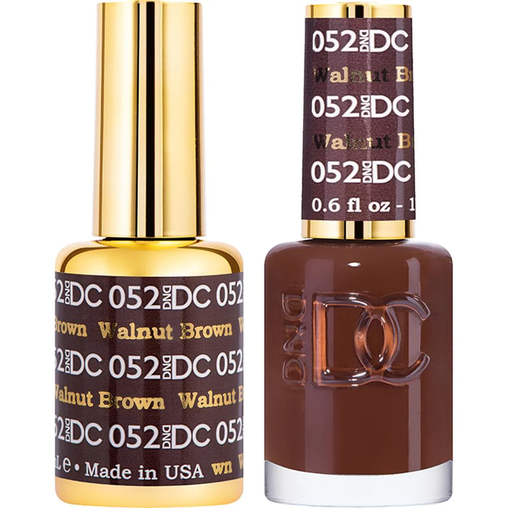 DND DC Duo Gel - #052 Walnut Brown / Soak-Off Gel Polish 0.5 oz. + Nail Lacquer 0.5 oz.