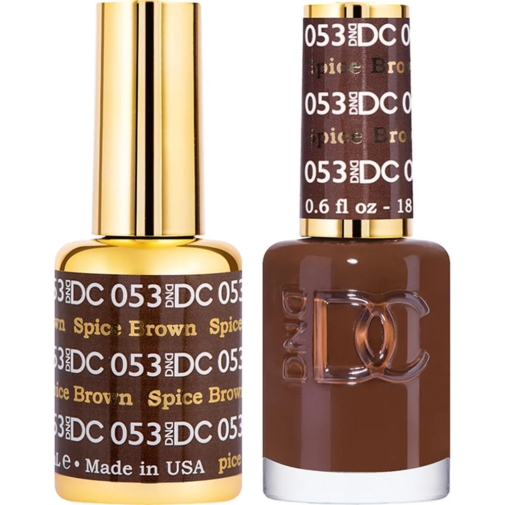 DND DC Duo Gel - #053 Spiced Brown / Soak-Off Gel Polish 0.5 oz. + Nail Lacquer 0.5 oz.