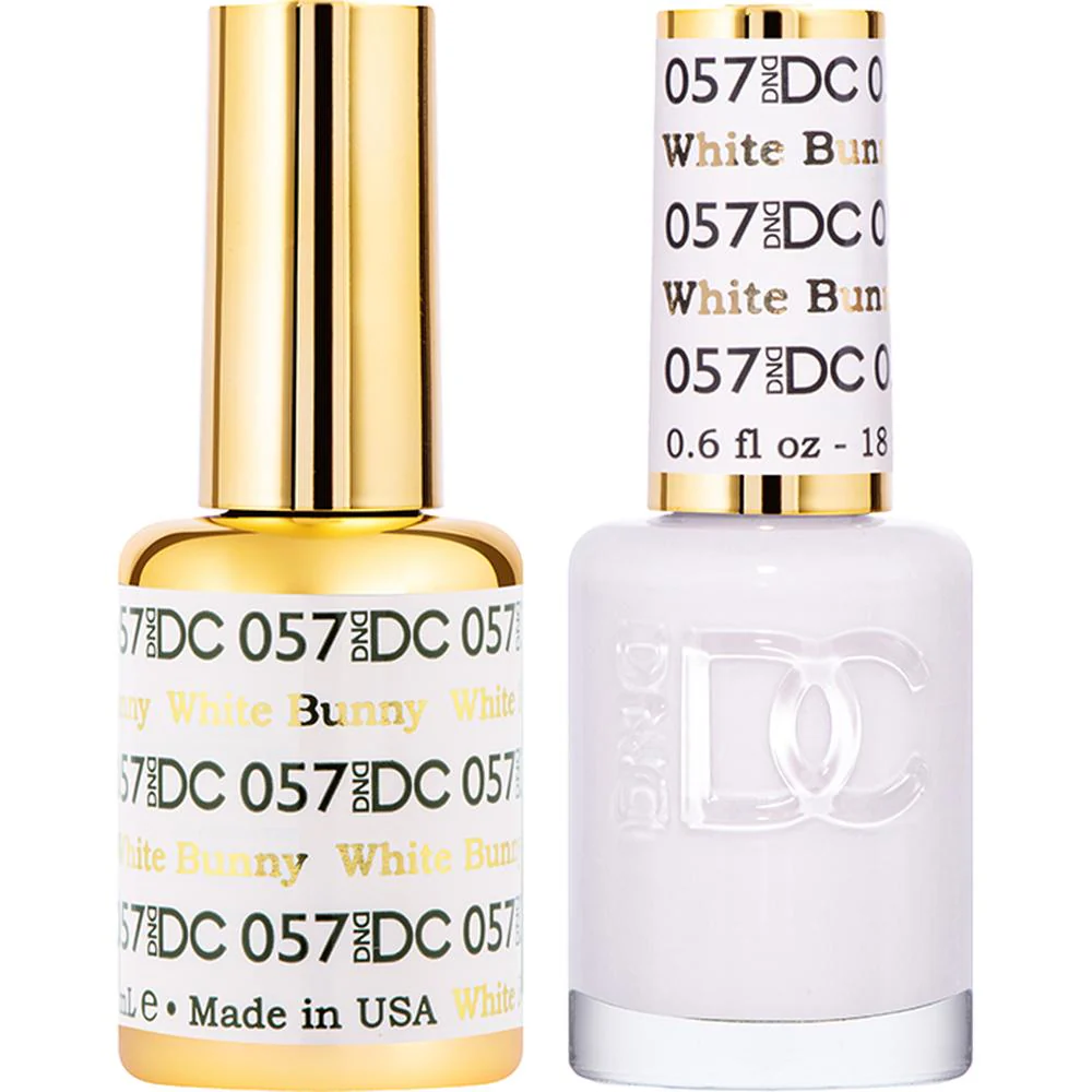 DND DC Duo Gel - #057 White Bunny / Soak-Off Gel Polish 0.5 oz. + Nail Lacquer 0.5 oz.