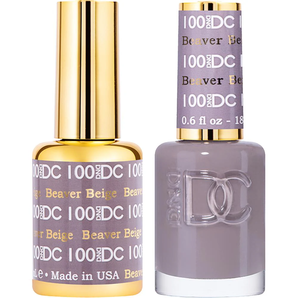 DND DC Duo Gel - #100 Beaver Beige / Soak-Off Gel Polish 0.5 oz. + Nail Lacquer 0.5 oz.