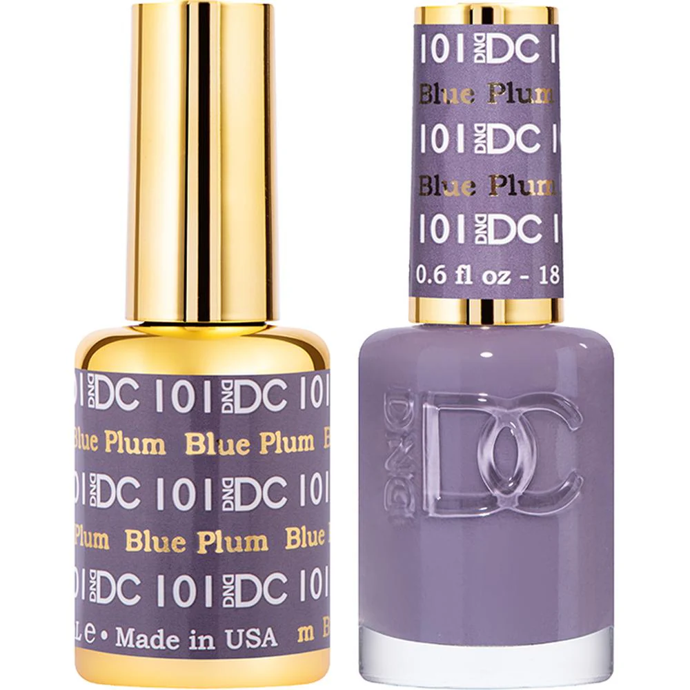 DND DC Duo Gel - #101 Blue Plum / Soak-Off Gel Polish 0.5 oz. + Nail Lacquer 0.5 oz.