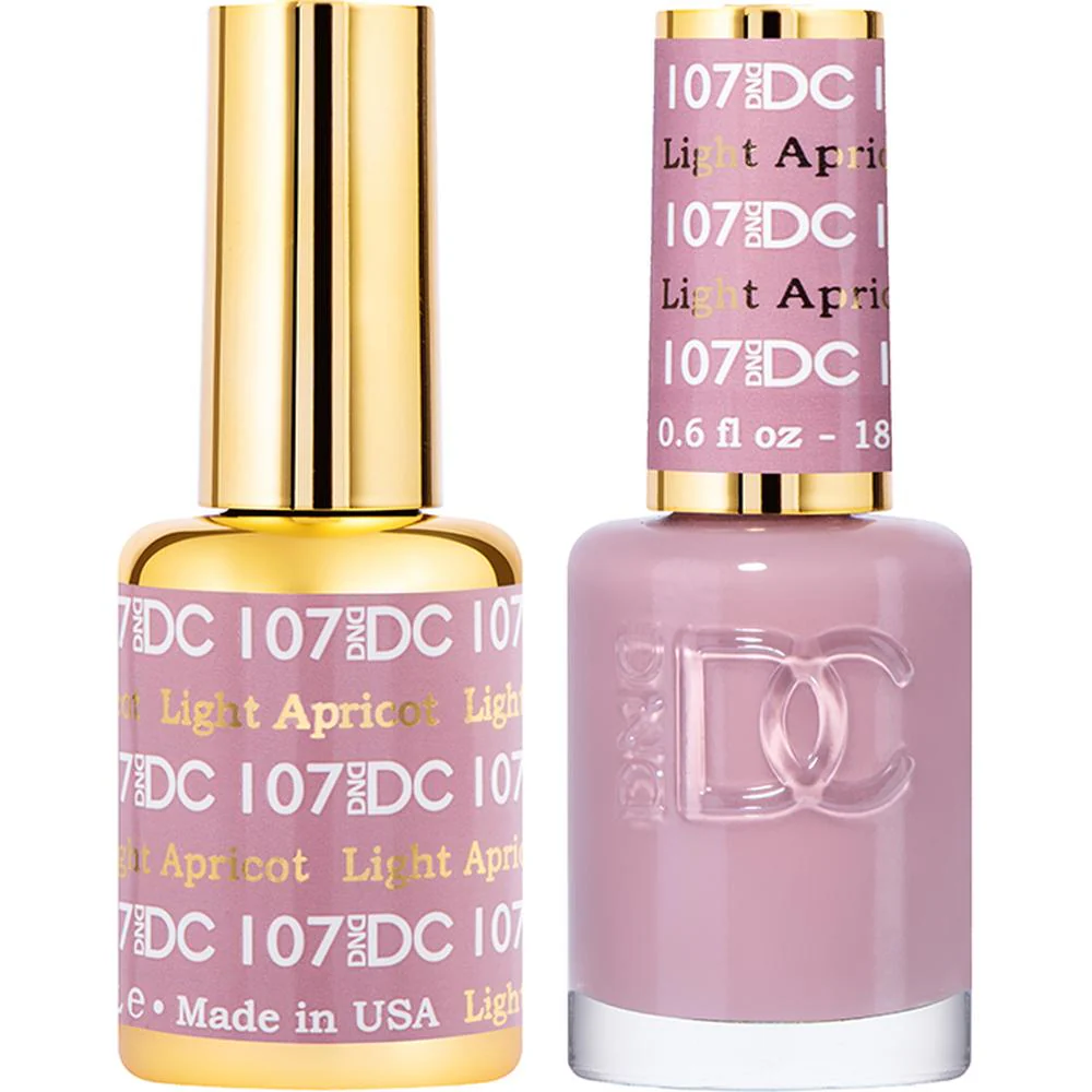 DND DC Duo Gel - #107 Light Apricot / Soak-Off Gel Polish 0.5 oz. + Nail Lacquer 0.5 oz.