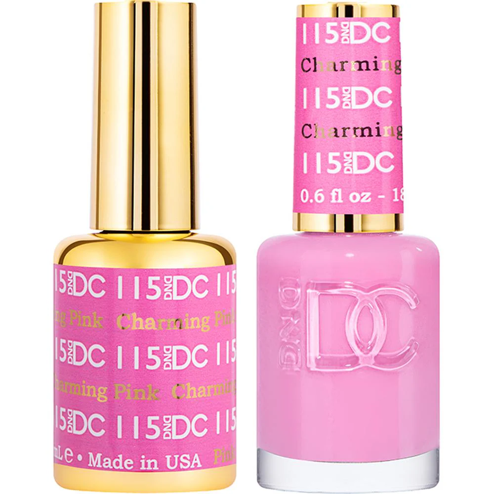 DND DC Duo Gel - #115 Charming Pink / Soak-Off Gel Polish 0.5 oz. + Nail Lacquer 0.5 oz.
