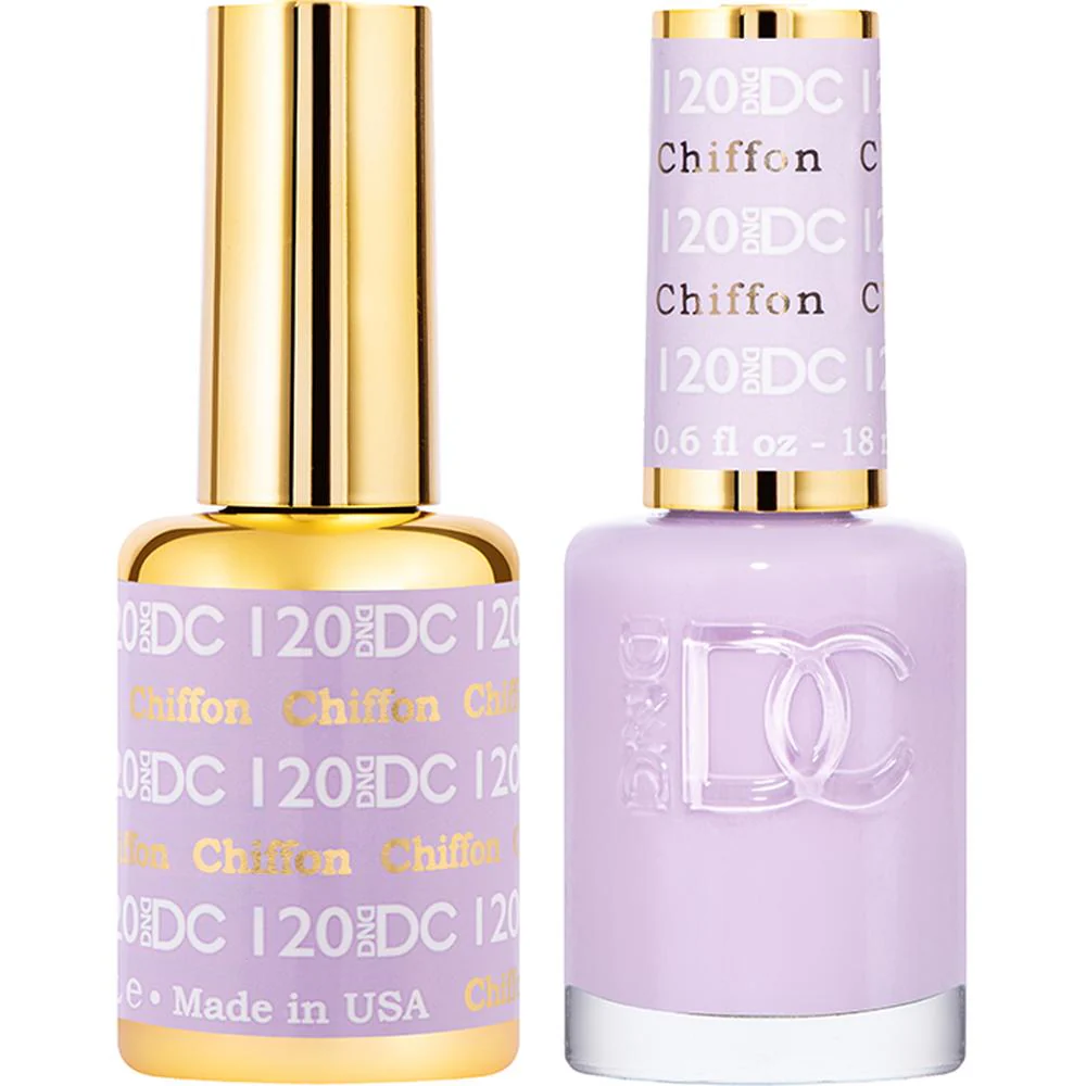 DND DC Duo Gel - #120 Chiffon / Soak-Off Gel Polish 0.5 oz. + Nail Lacquer 0.5 oz.