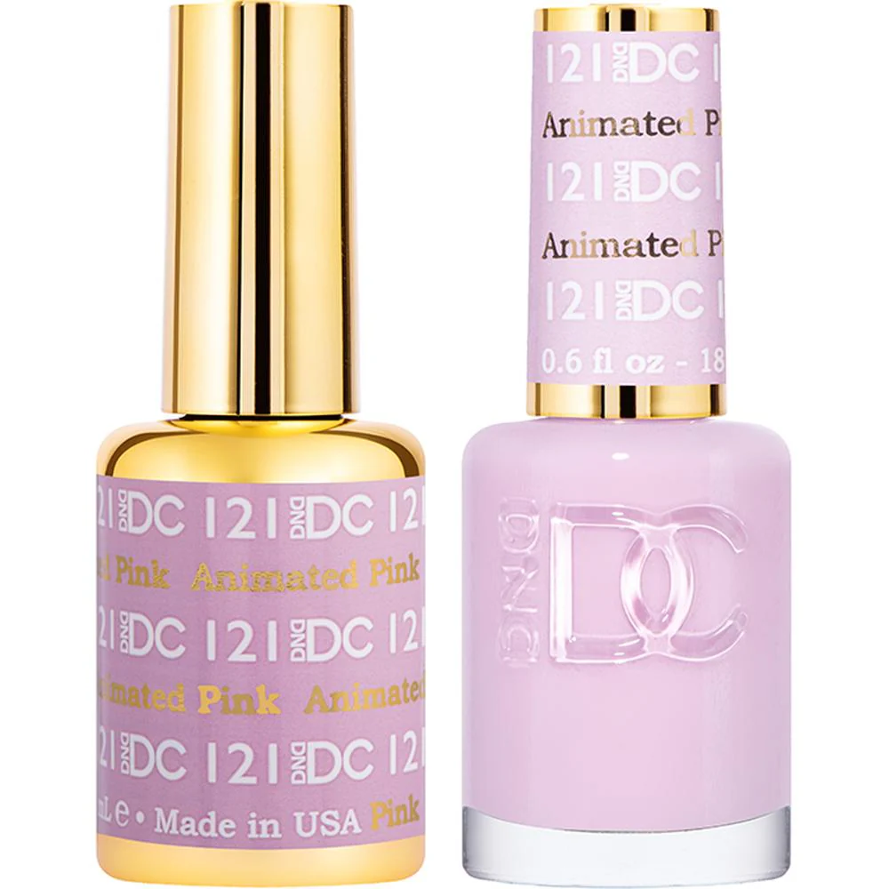 DND DC Duo Gel - #121 Animated Pink / Soak-Off Gel Polish 0.5 oz. + Nail Lacquer 0.5 oz.