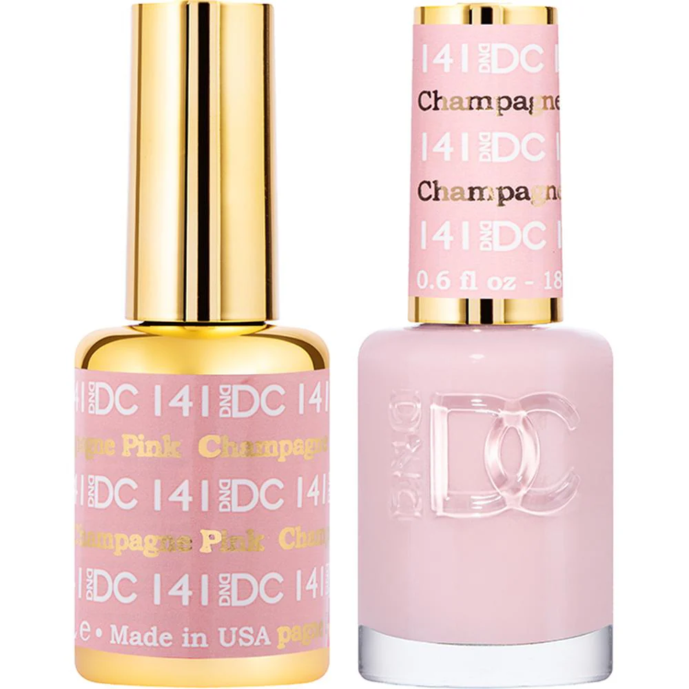 DND DC Duo Gel - #141 Pink Champagne / Soak-Off Gel Polish 0.5 oz. + Nail Lacquer 0.5 oz.