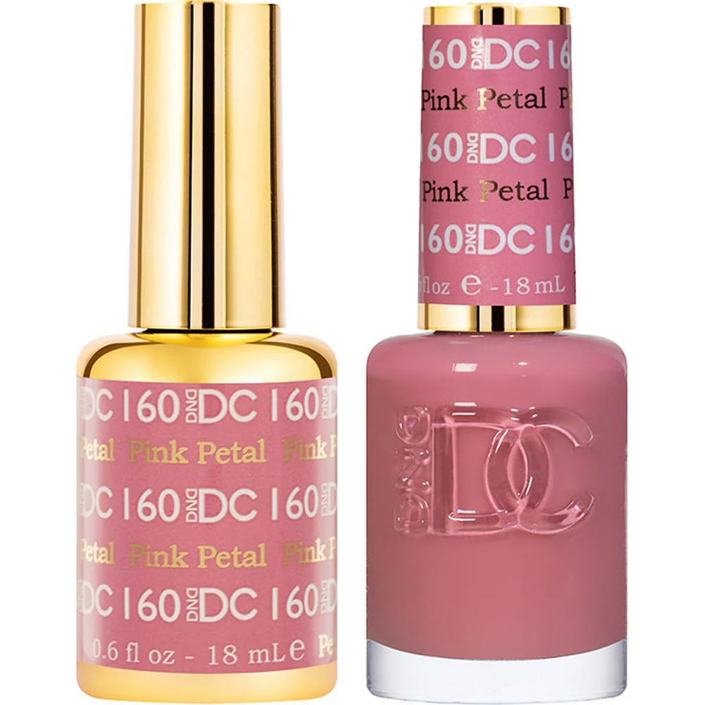 DND DC Duo Gel - #160 Pink Petal / Soak-Off Gel Polish 0.5 oz. + Nail Lacquer 0.5 oz.