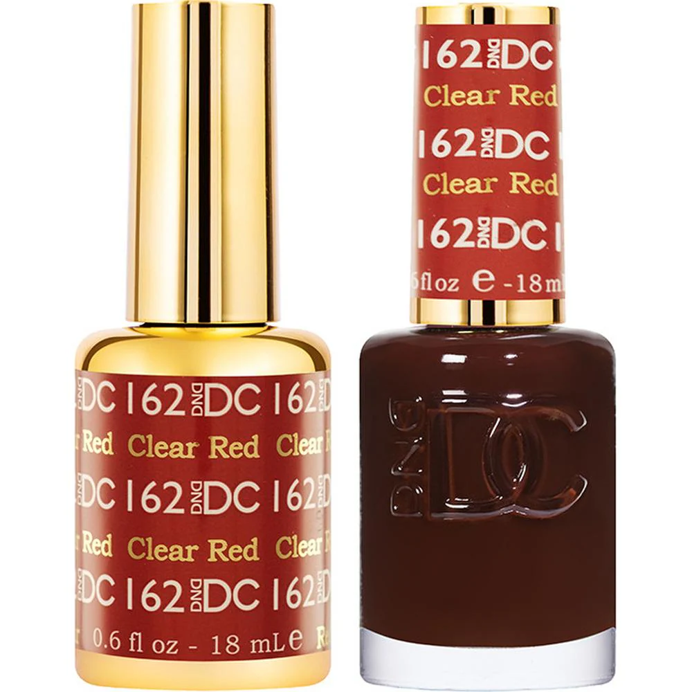 DND DC Duo Gel - #162 Clear Red / Soak-Off Gel Polish 0.5 oz. + Nail Lacquer 0.5 oz.