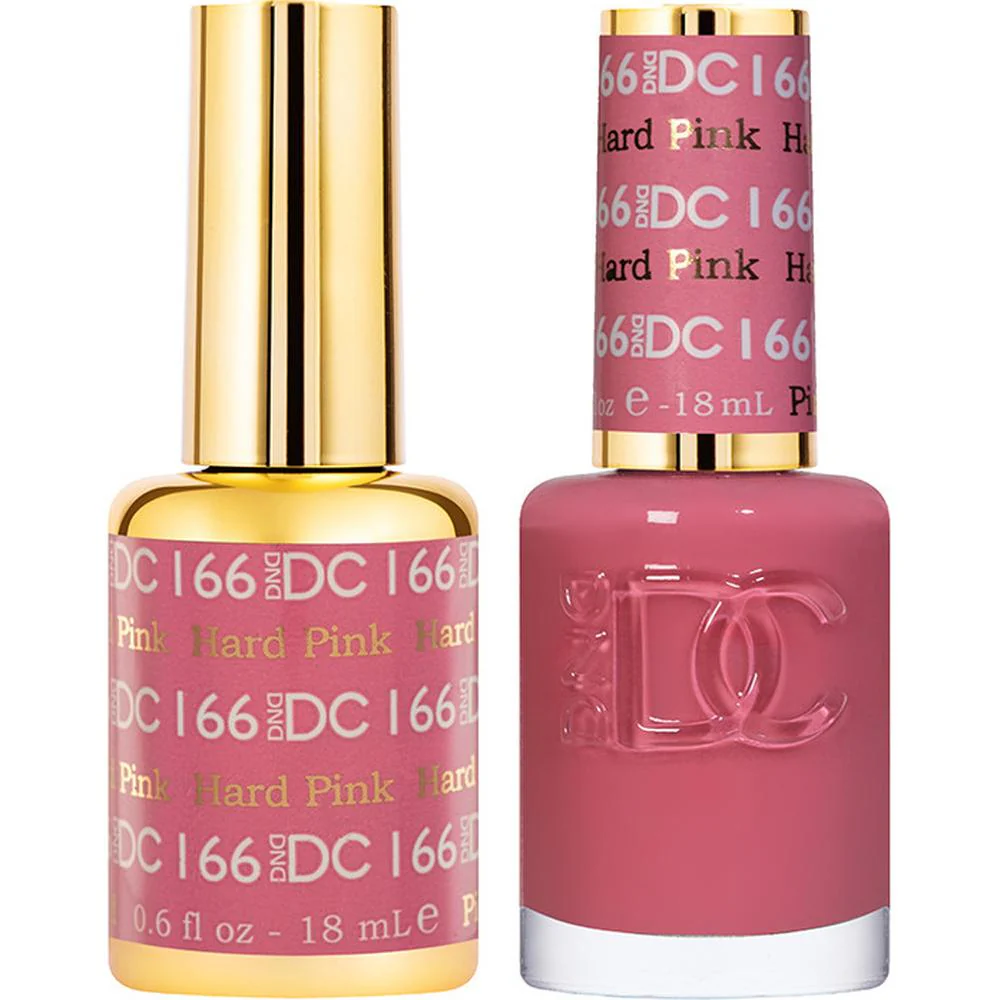 DND DC Duo Gel - #166 Hard Pink / Soak-Off Gel Polish 0.5 oz. + Nail Lacquer 0.5 oz.