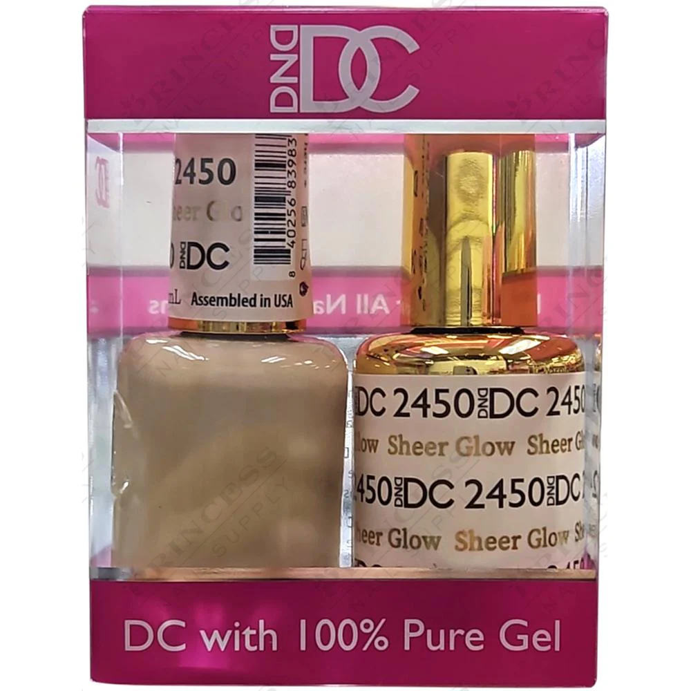 DND DC Duo Gel - #2450 Sheer Glow / Soak-Off Gel Polish 0.6 oz. + Nail Lacquer 0.6 oz.