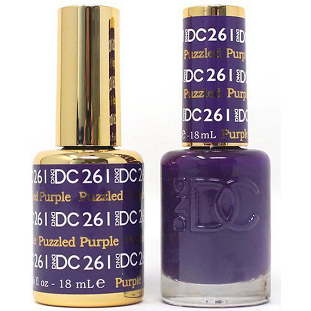 DND DC Duo Gel - #261 Puzzled Purple / Soak-Off Gel Polish 0.5 oz. + Nail Lacquer 0.5 oz.