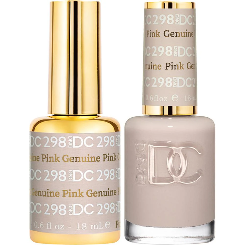 DND DC Duo Gel - #298 Genuine Pink / Soak-Off Gel Polish 0.6 oz. + Nail Lacquer 0.6 oz.