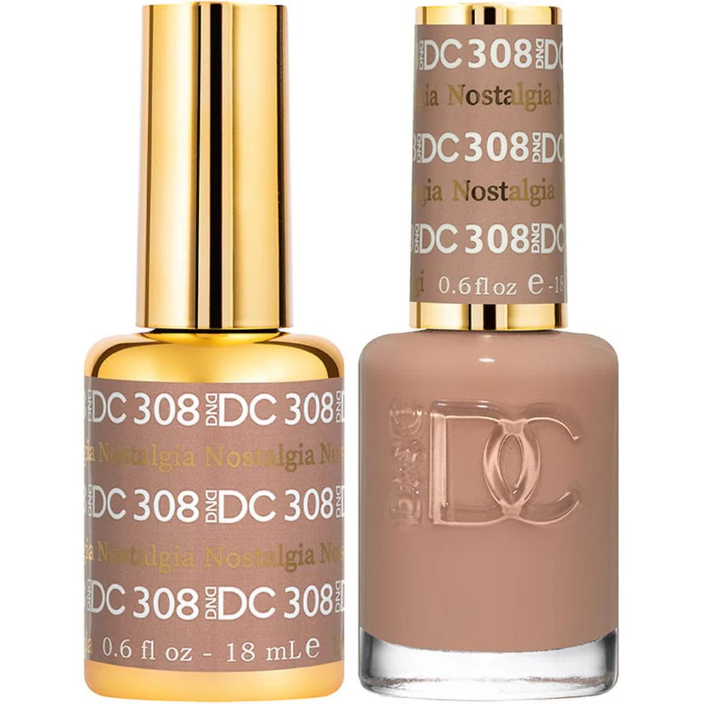 DND DC Duo Gel - #308 Nostalgia / Soak-Off Gel Polish 0.6 oz. + Nail Lacquer 0.6 oz.