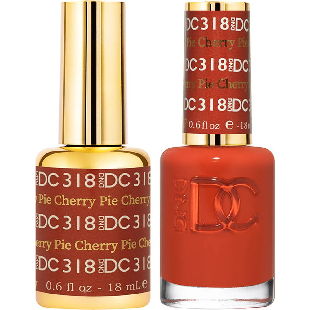 DND DC Duo Gel - #318 Cherry Pie / Soak-Off Gel Polish 0.6 oz. + Nail Lacquer 0.6 oz.