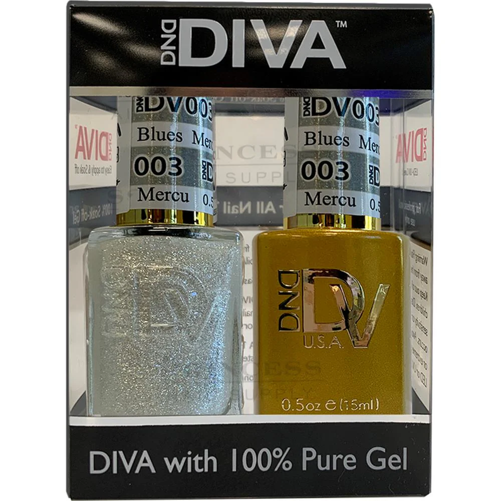 DND Diva Duo Gel - #003 - Mercury Blues / Soak-Off Gel Polish 0.5 oz. + Nail Lacquer 0.5 oz.