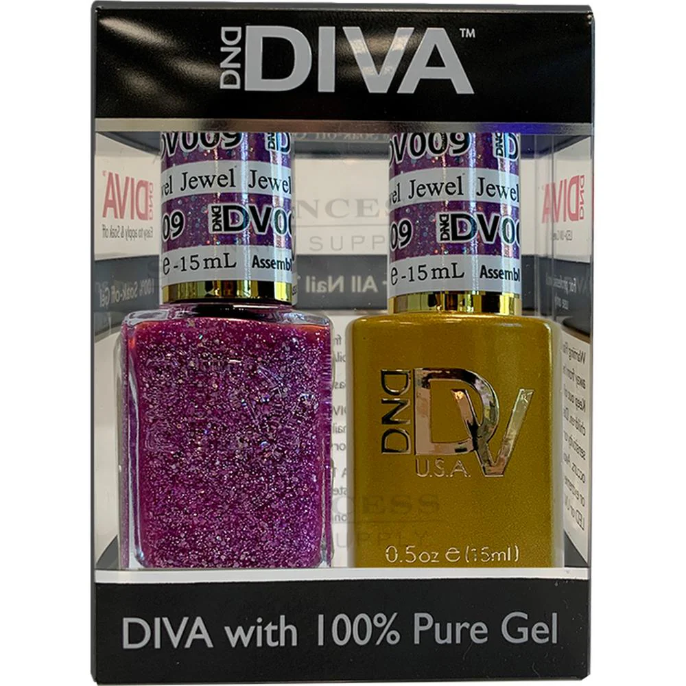 DND Diva Duo Gel - #009 - Jewel Diva / Soak-Off Gel Polish 0.5 oz. + Nail Lacquer 0.5 oz.