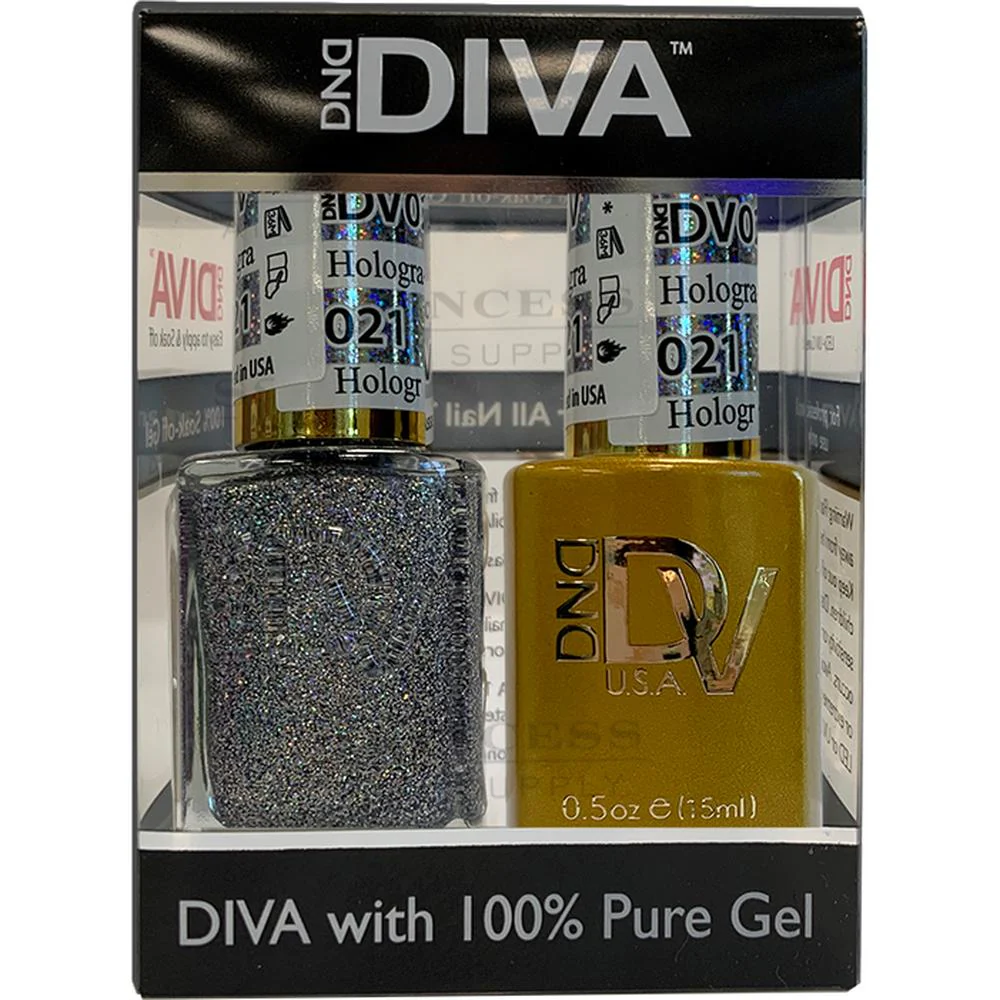 DND Diva Duo Gel - #021 - Hologra -Fun / Soak-Off Gel Polish 0.5 oz. + Nail Lacquer 0.5 oz.