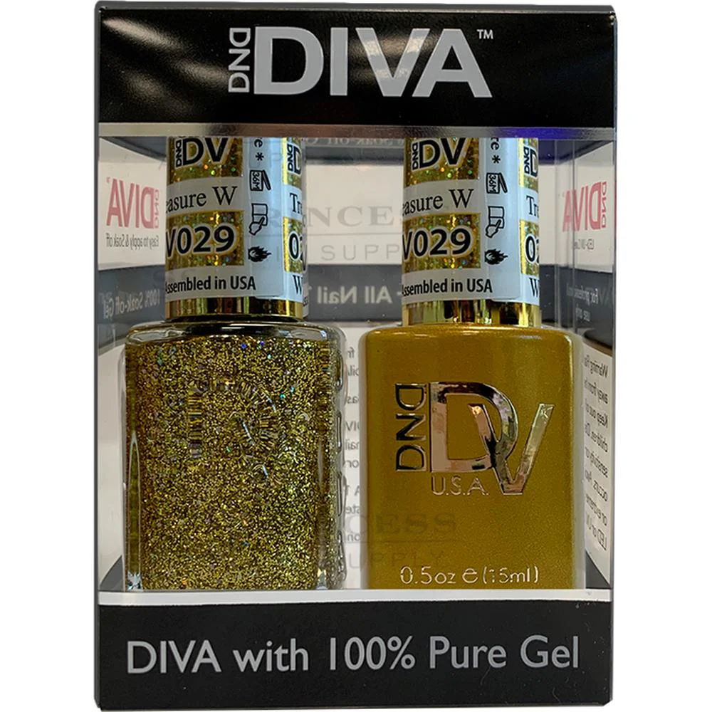 DND Diva Duo Gel - #029 - Golden Treasure Waves / Soak-Off Gel Polish 0.5 oz. + Nail Lacquer 0.5 oz.