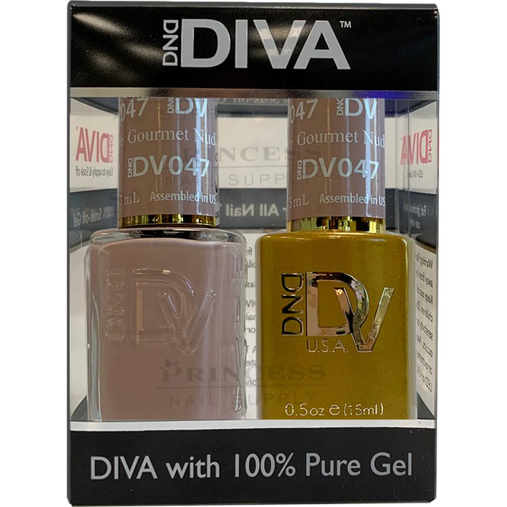 DND Diva Duo Gel - #047 - Gourmet Nude / Soak-Off Gel Polish 0.5 oz. + Nail Lacquer 0.5 oz.