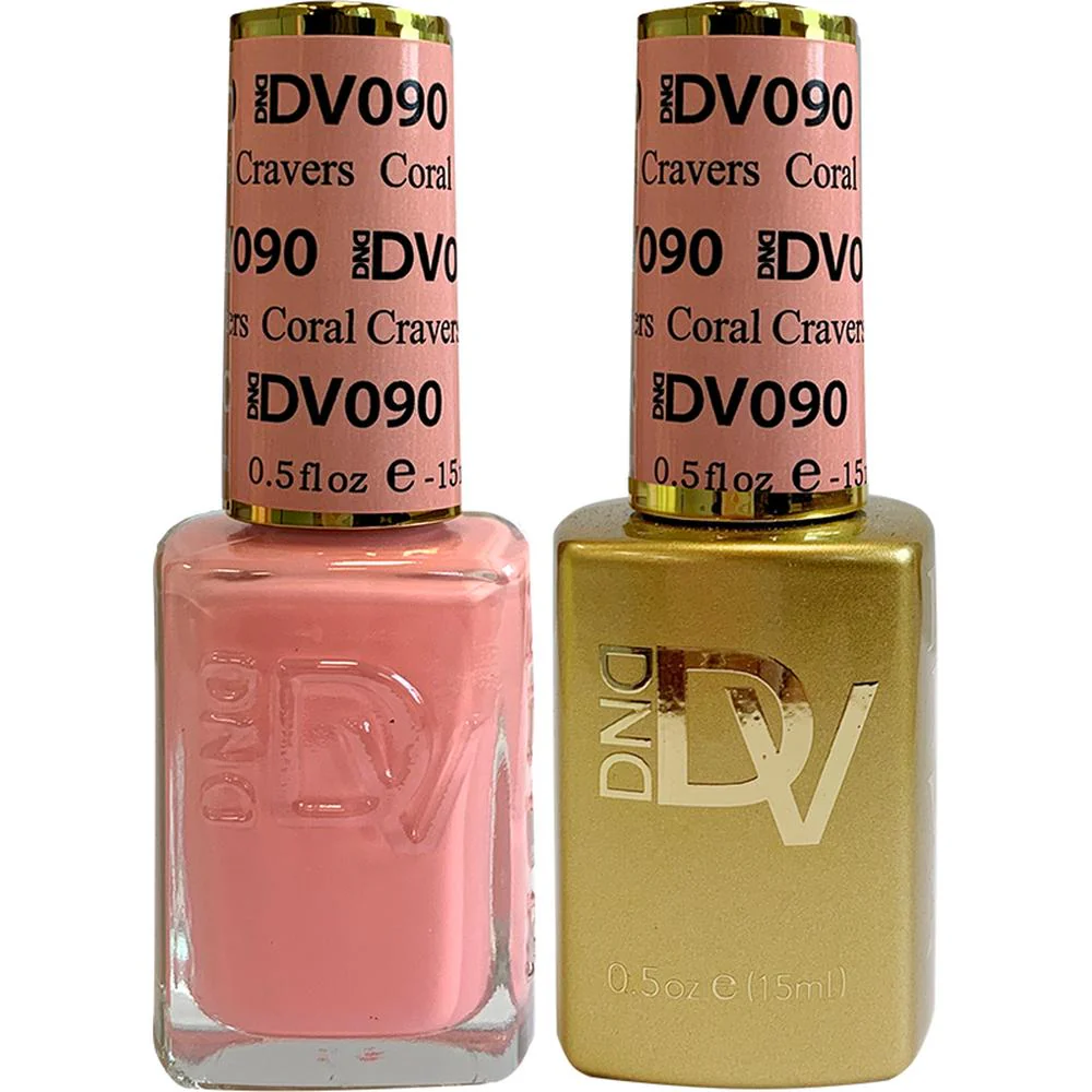 DND Diva Duo Gel - #090 - Coral Cravers / Soak-Off Gel Polish 0.5 oz. + Nail Lacquer 0.5 oz.