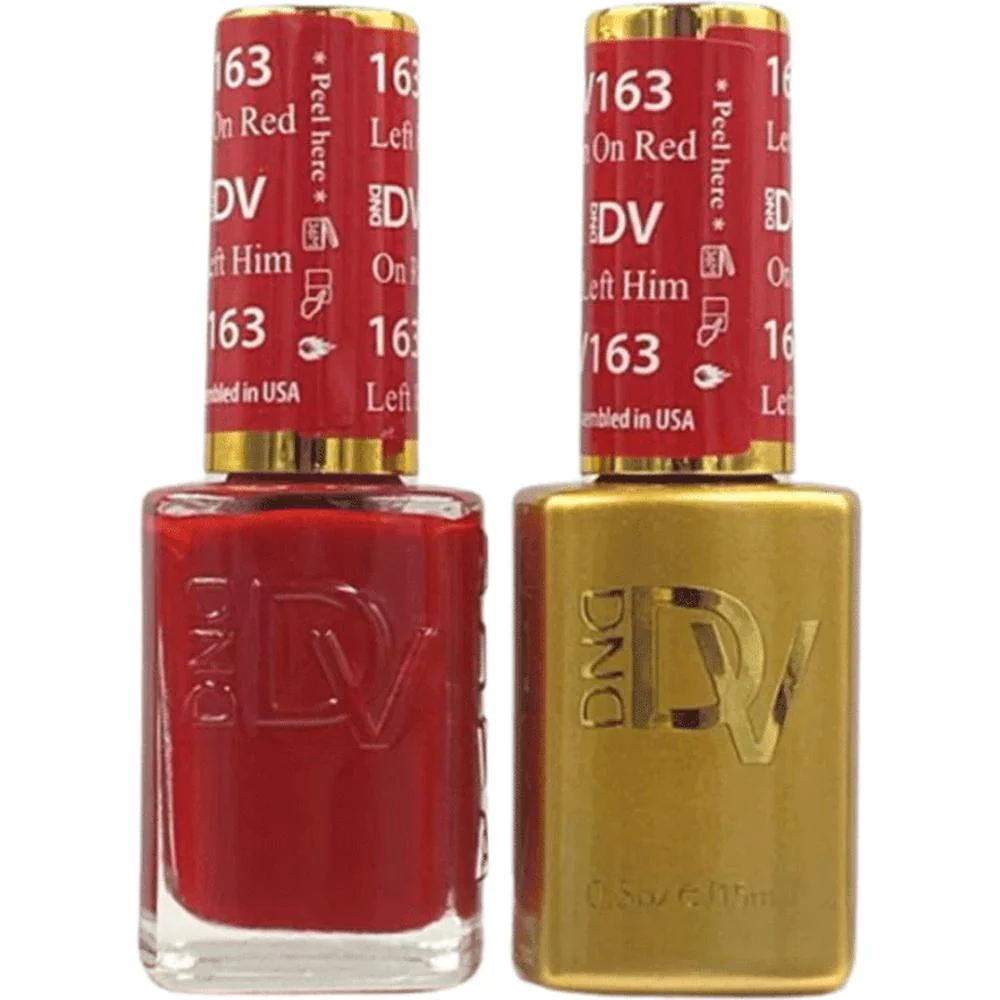DND Diva Duo Gel - #163 - Left Him On Red / Soak-Off Gel Polish 0.5 oz. + Nail Lacquer 0.5 oz.