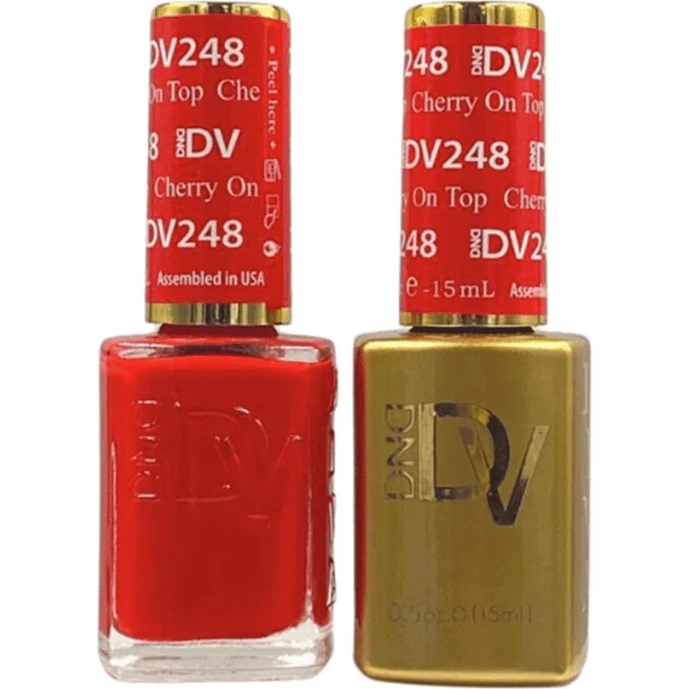 DND Diva Duo Gel - #248 - Cherry On Top / Soak-Off Gel Polish 0.5 oz. + Nail Lacquer 0.5 oz.