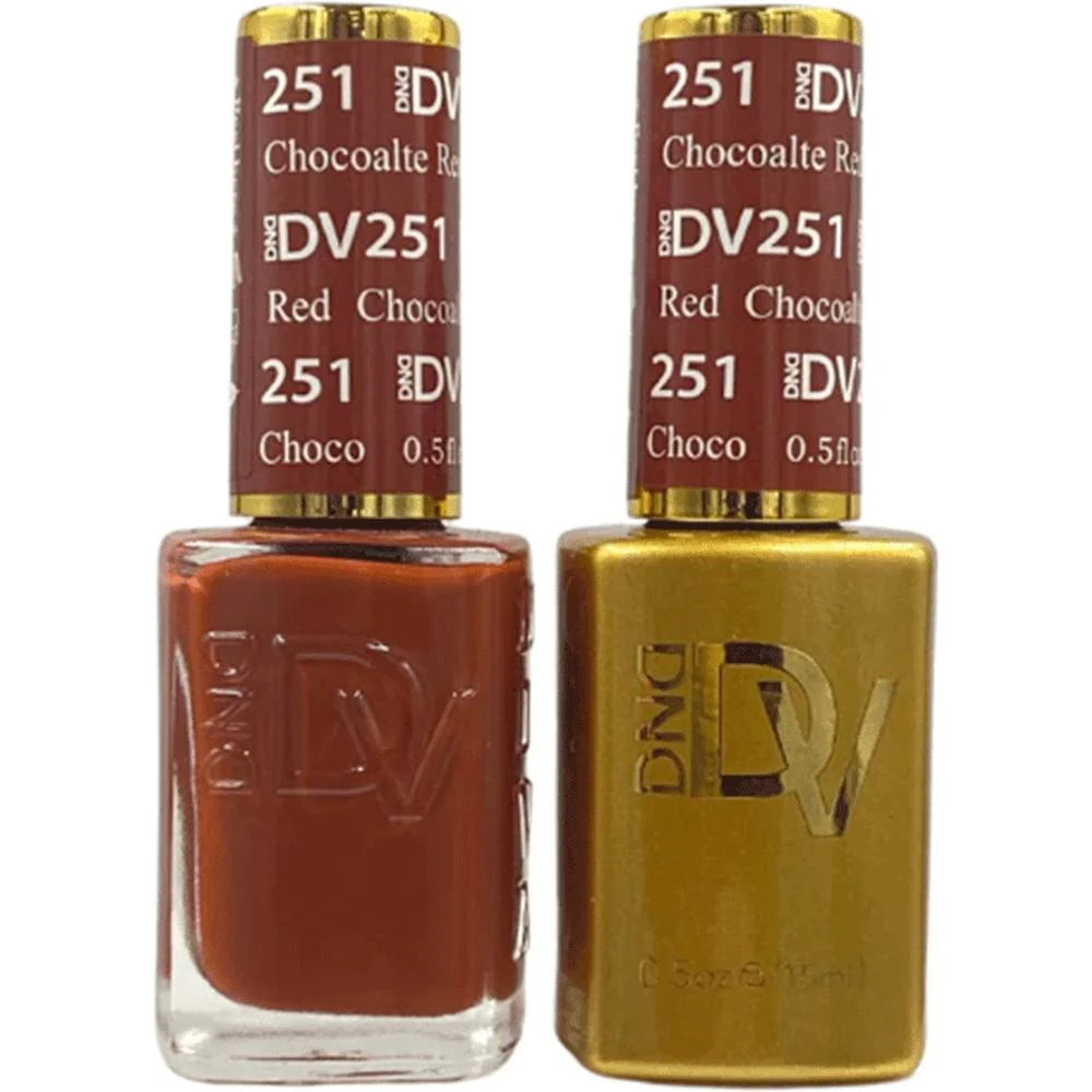 DND Diva Duo Gel - #251 - Chocolate Red / Soak-Off Gel Polish 0.5 oz. + Nail Lacquer 0.5 oz.