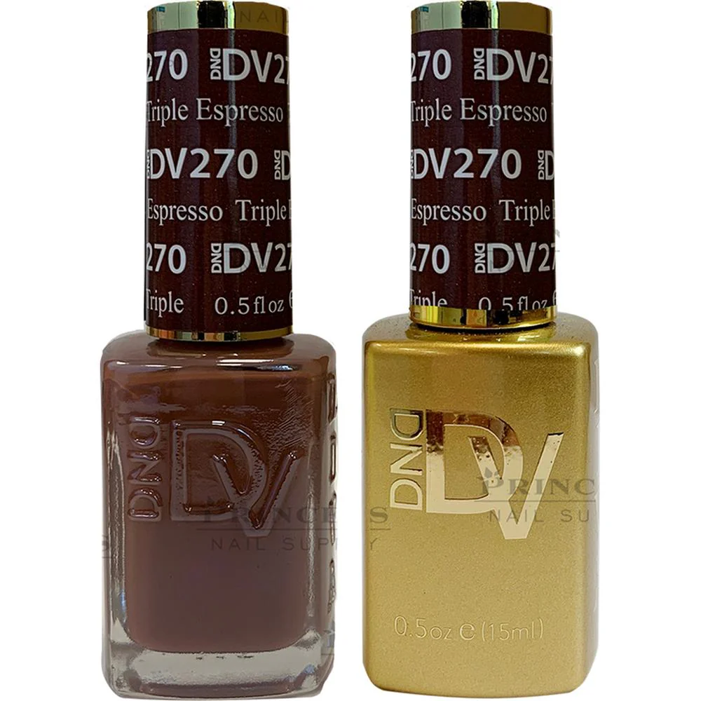 DND Diva Duo Gel - #270 - Triple Espresso / Soak-Off Gel Polish 0.5 oz. + Nail Lacquer 0.5 oz.