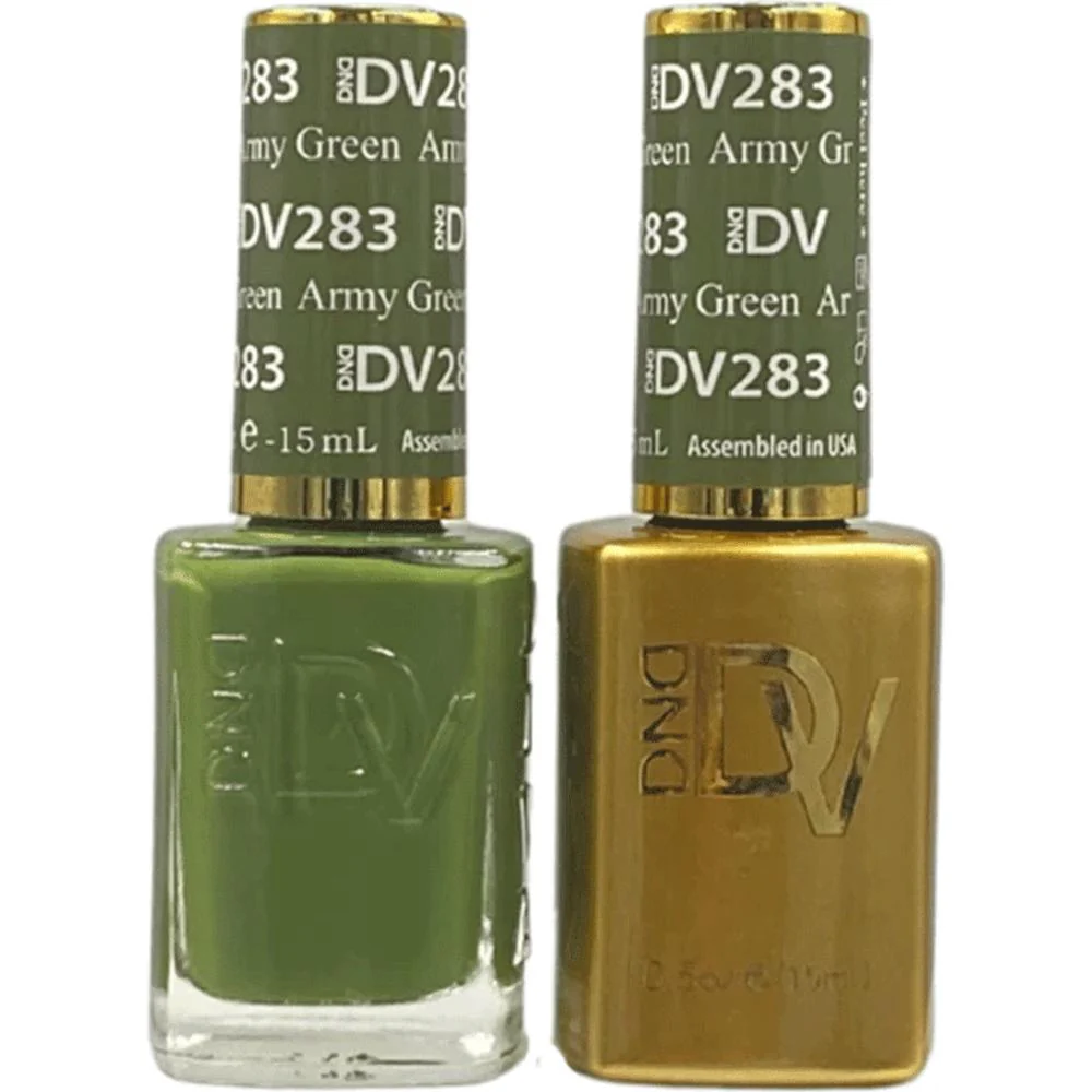 DND Diva Duo Gel - #283 - Army Green / Soak-Off Gel Polish 0.5 oz. + Nail Lacquer 0.5 oz.