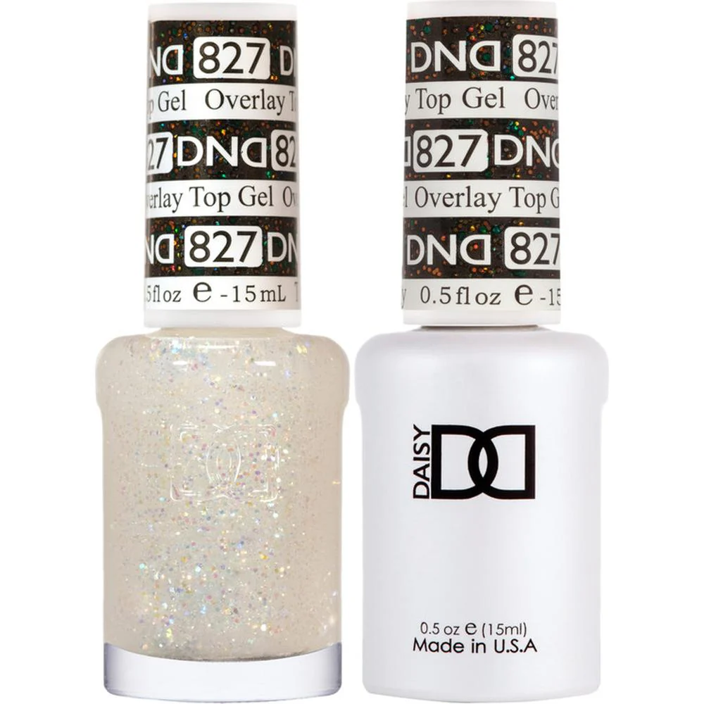 DND Duo - #827 Overlay Glitter Top / Soak-Off Gel Polish 0.5 oz. + Nail Lacquer 0.5 oz.