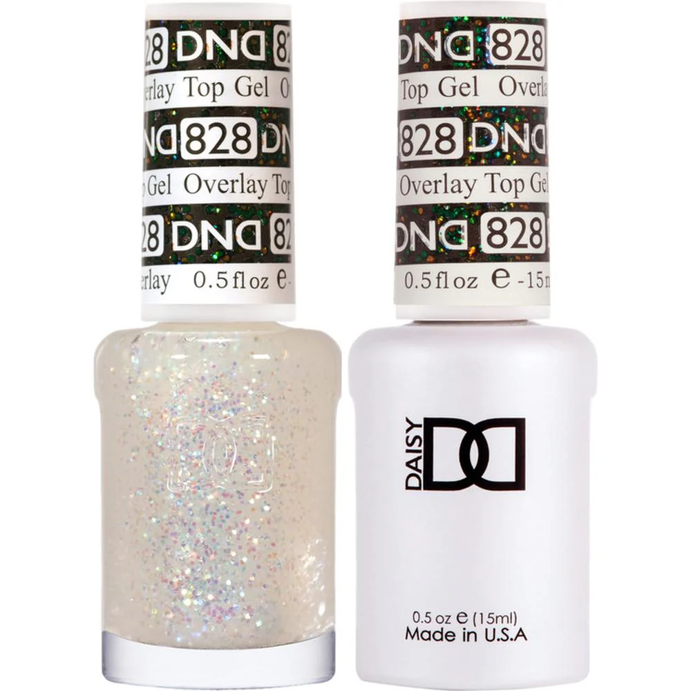 DND Duo - #828 Overlay Glitter Top / Soak-Off Gel Polish 0.5 oz. + Nail Lacquer 0.5 oz.