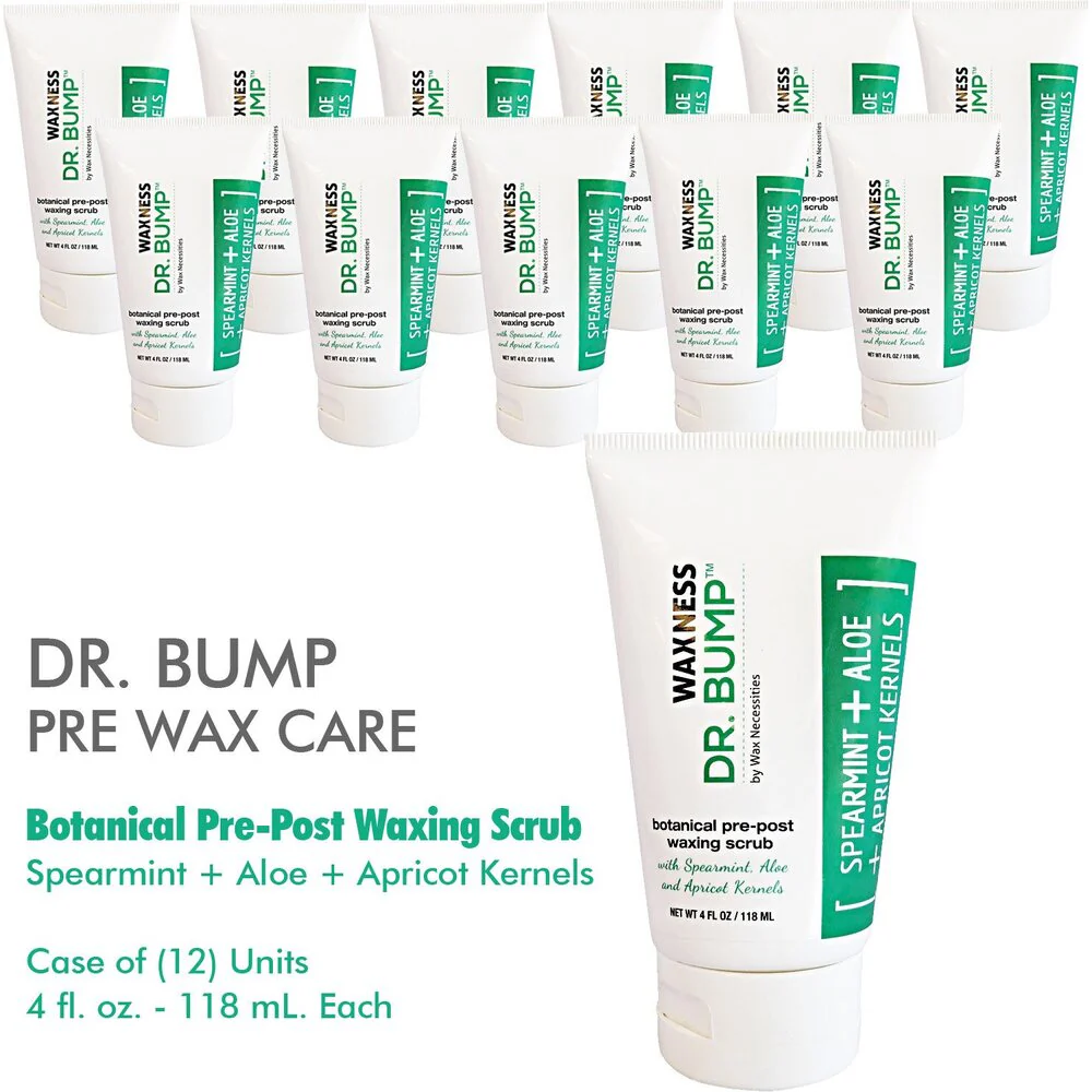 Dr. Bump Botanical Pre-Post Waxing Scrub / Spearmint + Aloe + Apricot Kernels / PRE-POST WAX CARE / Case of (12 Units) - 4 fl. oz. - 118 mL. Each