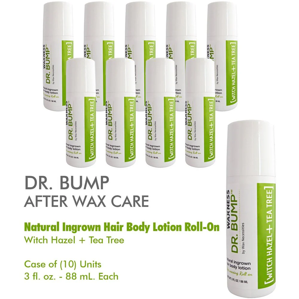 Dr. Bump Natural Ingrown Hair Body Lotion Roll-On / Witch Hazel + Tea Tree / AFTER WAX CARE / Case of (10 Units) - 3 fl. oz. - 88 mL. Each