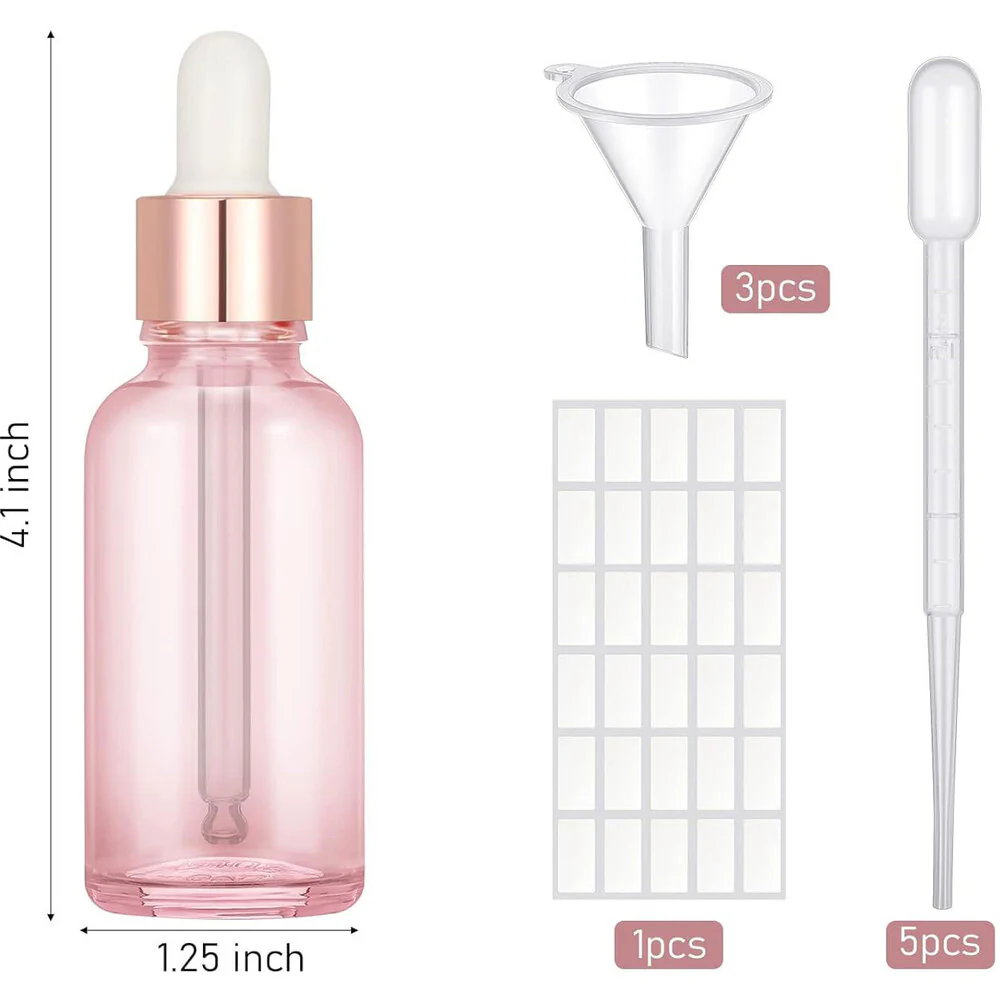 Elegant Pink 1 oz. Glass Dropper Bottles for Spa & Salon / Case of 100 - Image 2
