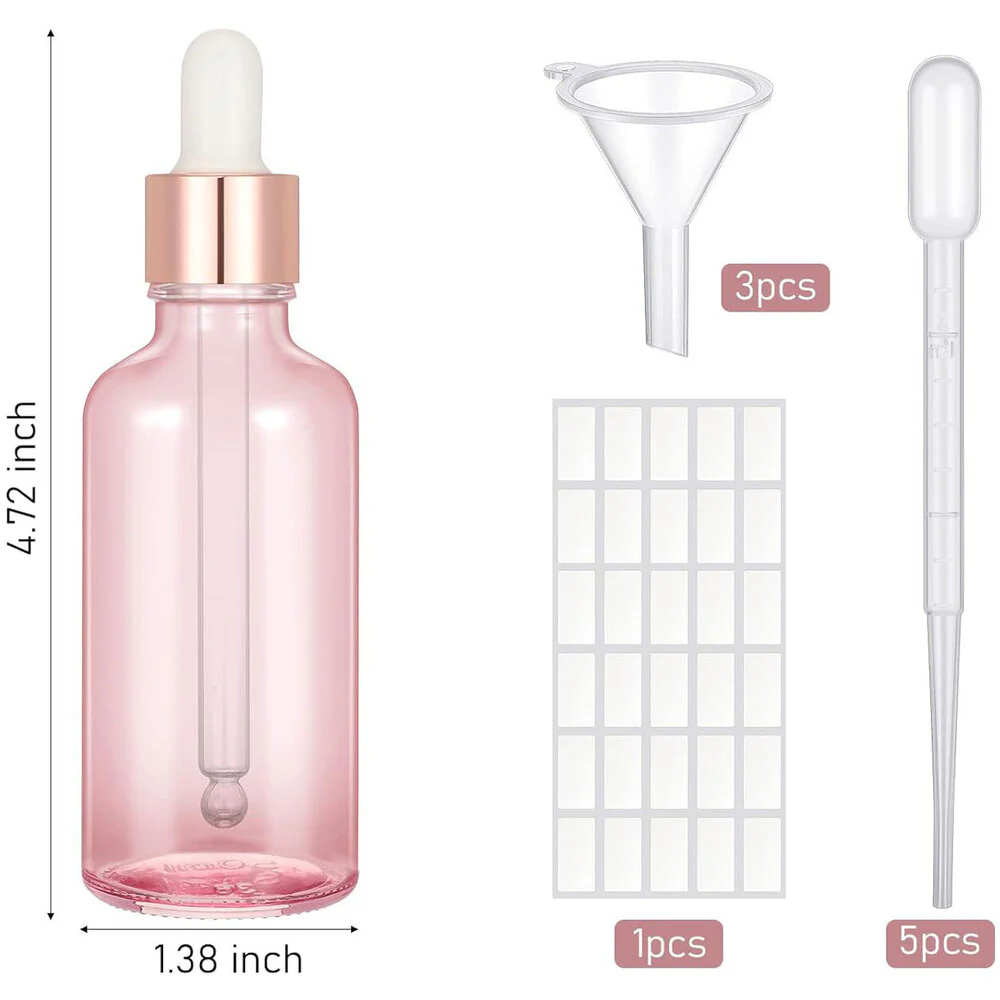Elegant Pink 2 oz. Glass Dropper Bottles for Spa & Salon / Case of 50 - Image 2