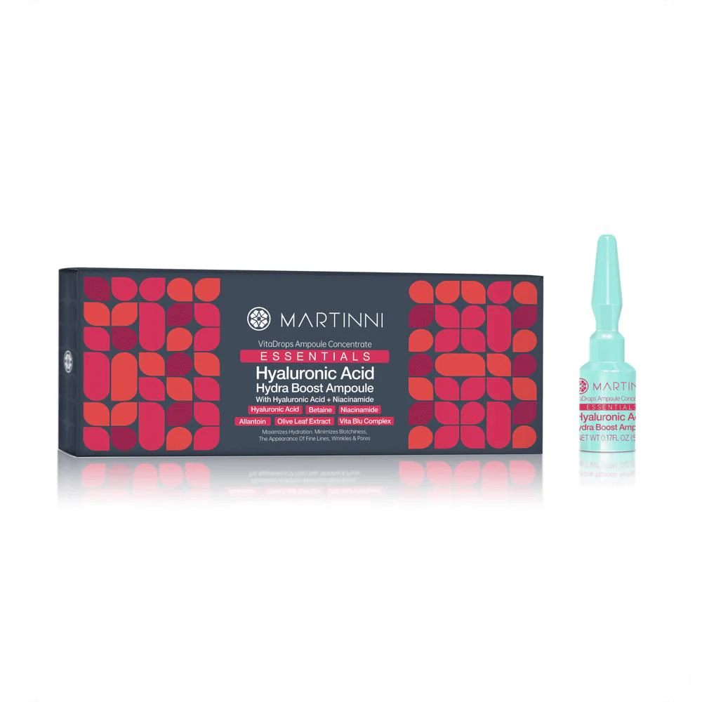 ESSENTIALS Hyaluronic Acid Hydra-Boost Ampoules / Each Ampoule = 0.17 oz. - 5 mL. / 10 Ampoules Per Box X 2 = 20 Ampoules Total by Martinni